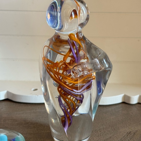 Schmidt Rhea Art Glass Sculpture paperweight 7" "Loving Couple" Signed - Picture 10 of 16